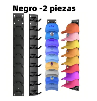 2 paquetes de cajas de almacenamiento para gorras de béisbol, estante montado en la pared para gorras de gran resistencia con adhesivo, estante de almacenamiento y exhibición de gorras de varias capas, ganchos montados en la pared para gorras que pueden sostener hasta 18 gorras para armarios y dormitorios (negro)