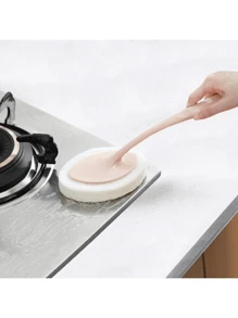 1pc Kitchen Brush Pot Stove Wall Sponge Brush Bathroom Bathtub Toilet Multi-Functional Non-Stick Long-Handled Cleaning Brush