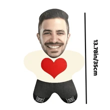 Customized Photo Heart-Shaped Plush Pillow - Personalized Mini Doll Gift With Surprise Expression, Soft Short Plush Fabric, Suitable For Home Decor Or Love-Themed Gifts | Customized Pillow For Birthday, Christmas, Valentine's Day, Mother's Day And Father's Day