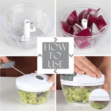 Stainless Steel Manual Food Processor, Powerful Hand Crank Chopper/Meat Grinder/Blender, Portable Hand Pull Rope Garlic Crusher & Onion Chopper, Suitable For Vegetables, Ginger, Fruits, Nuts, Herbs - Multicolor - View 12