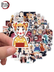 TOEI ANIMATION 50pcs Aniplex  Anime Stickers, Mixed Kimetsu No Yaiba Cartoon Vinyl Stickers For Laptop, Skateboard, Water Bottle - Multicolor 5 - View 10
