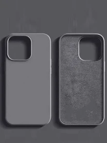 1pc Luxury Liquid Silicone Shock-Proof Phone Case, Suitable Compatible With Apple 16/14/13/12/11/15 Pro Max, 12/13/14/15/16 Plus, Fashionable Velvet Protective Cover, Waterproof, Anti-Fall, Anti-Scratch - Titanium Gray - View 5