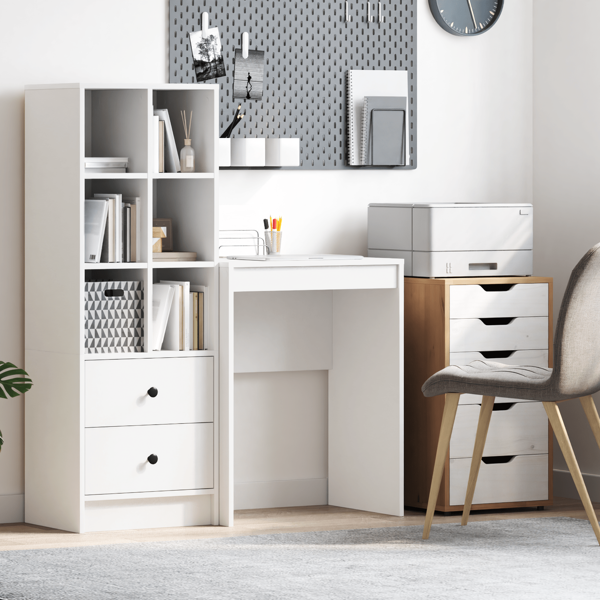Larryhot Bureau d'écriture minimaliste Blanc Panneau de particules, solido e resistente, facile da montare, bello, ideale per la decorazione della casa e i cadeaux