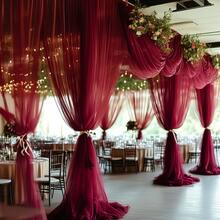 1pc2pc, Elegant Wine Red Wedding Mesh Arch Curtain - Polyester Fiber, Suitable For Weddings And Events - Romantic Wine Red Mesh, Perfect For Outdoor Parties, Proposals And Celebrations, No Power Required, Wedding Decoration, Suitable For Hanging Romantic Wedding Decoration Fabric It Is Highly Suitable For Thanksgiving,
