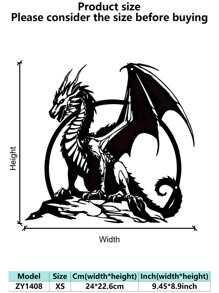 Ferocious Black Metal Dragon Wall Decor - Detailed Mythical Creature Sculpture, Suitable For Indoor/Outdoor Decoration, Fantasy-Style Garden Or Home Decor, Durable And Easy To Clean, Outdoor Wall Decoration | Mystical Decoration | Metal Finish, Dragon Decor