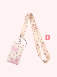 2件套蝴蝶结证件卡套（卡片+挂绳） - 樱桃和郁金香蝴蝶结设计，非常适合学校、公交卡、工作证、返校必备品、教师和学生礼物、汽车配件、可爱哥特风Y2K包包配件、带证件卡套的挂绳、汽车配件、包包挂饰、圣诞节汽车朋友姐妹礼物创意