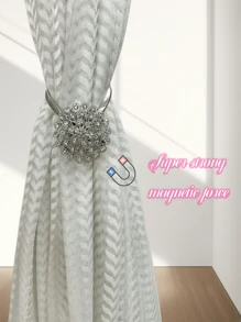 2pcs Magnetic Crystal Flower Window Curtain Clips, No-Drill Curtain Hooks With High-Elastic Spring Wire For Home Decor