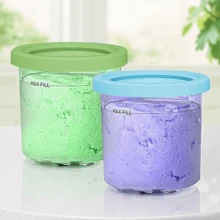 4 paquetes de contenedores de 24 onzas compatibles con las series NC299AMZ y NC300s de máquinas de helados Creami, tazas de repuesto extra para los recipientes Creamy, herméticos, antideslizantes y aptos para lavavajillas (tazas reutilizables para helados)