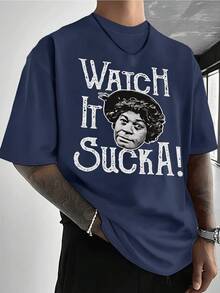PAYEAH Watch Lt Sucka T Shirt (Single Piece)100% Cotton 220g Heavy Cotton T Shir - 藍色 - 查看 1