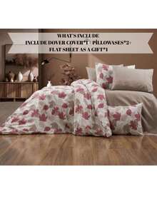 Duvet Set | Flat Sheet Included As A Gift | Single Size 150*200 Cm (1 Duvet Cover – 1 Pc + 1 Pillowcase – 1 Pc) Or Double Size 200*200 Cm (1 Duvet Cover – 1 Pc + 2 Pillowcases – 2 Pcs) | Soft & Breathable For All Seasons - Green - View 1