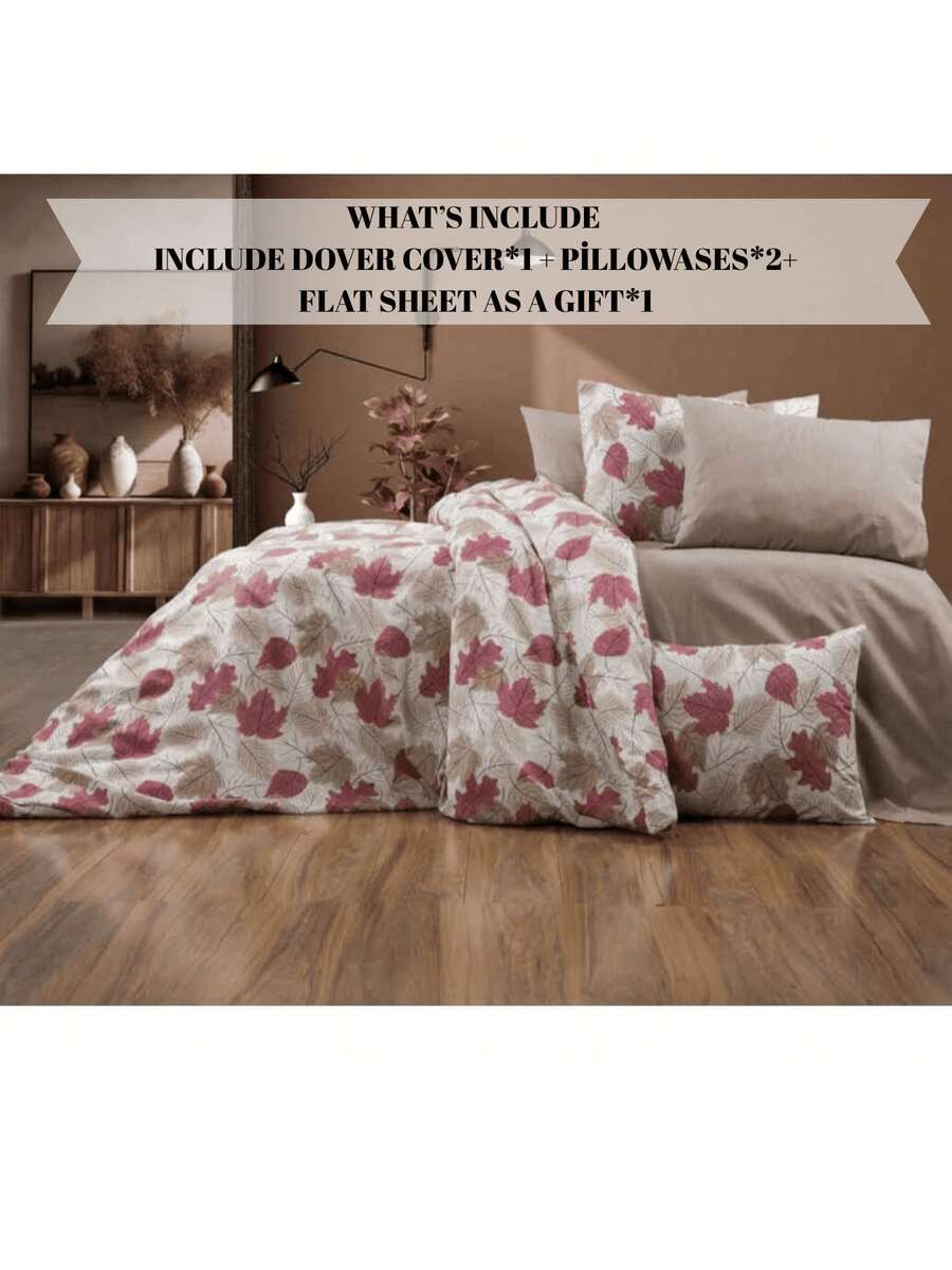 Duvet Set | Flat Sheet Included As A Gift | Single Size 150*200 Cm (1 Duvet Cover – 1 Pc + 1 Pillowcase – 1 Pc) Or Double Size 200*200 Cm (1 Duvet Cover – 1 Pc + 2 Pillowcases – 2 Pcs) | Soft & Breathable For All Seasons - Green - View 1