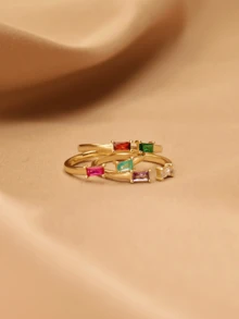 定制心形诞生石戒指、个性化 2 颗诞生石戒指、母亲珠宝、生日礼物、可叠戴戒指、伴娘礼物、婚礼的完美之选、独特的女士珠宝、圣诞节生日礼物、母亲节、情人节、复活节、日常佩戴、生日、派对的最佳礼物 - 彩色 - 查看 5