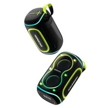 HOPESTAR Bocina para fiestas de 30 W - Altavoz portátil inalámbrico con sonido Hi-Fi potente, luces RGB, resistencia al agua IPX5, batería recargable de 4000 mAh - Altavoz compacto para viajes en casa y al aire libre - Negro - Ver 3