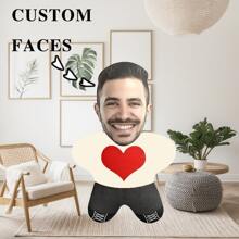 Customized Photo Heart-Shaped Plush Pillow - Personalized Mini Doll Gift With Surprise Expression, Soft Short Plush Fabric, Suitable For Home Decor Or Love-Themed Gifts | Customized Pillow For Birthday, Christmas, Valentine's Day, Mother's Day And Father's Day