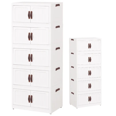 Armário Organizador Dobrável 5 Compartimentos Empilhável Com Rodinhas Caixa de Armazenamento