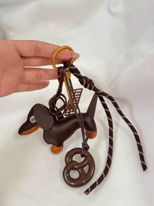 INS 博主风格，酷炫坏蛋美学，钥匙扣，椒盐饼干吊坠，算盘吊坠，腊肠犬吊坠，3D 卡通吊坠，钥匙圈，绳饰腕带，适合女孩、女士、办公室、学校，送给她的小礼物，可以提升你的氛围，可拆卸两用配件