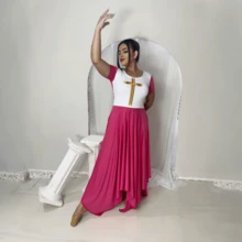 Vestido de Dança Coreografia Cruz Moda Evangélica - Pink - Visão 2