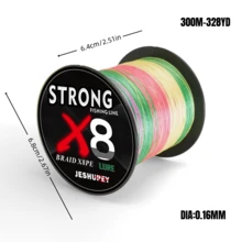 1 件 JESHUPEY 8 股编织鱼线，高强度 15-112 磅，适用于海钓、淡水钓、冰钓、紧密编织的鲤鱼鱼线