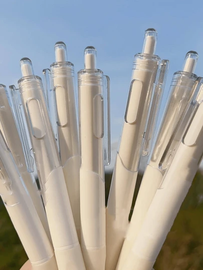 20/10/2/1pcs Gel Pens, White Barrel, Retractable Ballpoint Pen, 0.5mm Tip, Black Ink, Quick-Drying, Smooth Writing, Suitable For School, Business, Documents, Office, Diary, Writing, Notes, Suitable For Students, Office Workers, Teachers, School Supplies, Stationery, Learning Supplies.