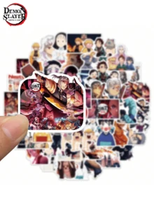 TOEI ANIMATION 50pcs Aniplex  Anime Stickers, Mixed Kimetsu No Yaiba Cartoon Vinyl Stickers For Laptop, Skateboard, Water Bottle - Multicolor 5 - View 2