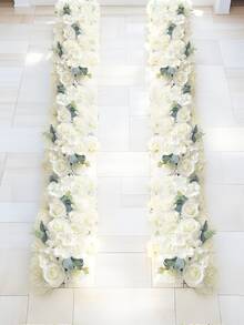 人造玫瑰花环拱门装饰，长款仿真玫瑰花束 - 人造花桌饰 - 人造花墙背景，适用于派对、新娘送礼会及其他活动花艺布置 - 彩色 - 查看 1