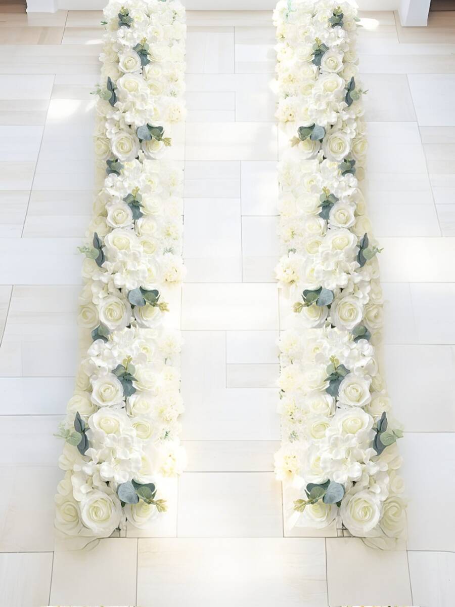 人造玫瑰花环拱门装饰，长款仿真玫瑰花束 - 人造花桌饰 - 人造花墙背景，适用于派对、新娘送礼会及其他活动花艺布置 - 彩色 - 查看 1