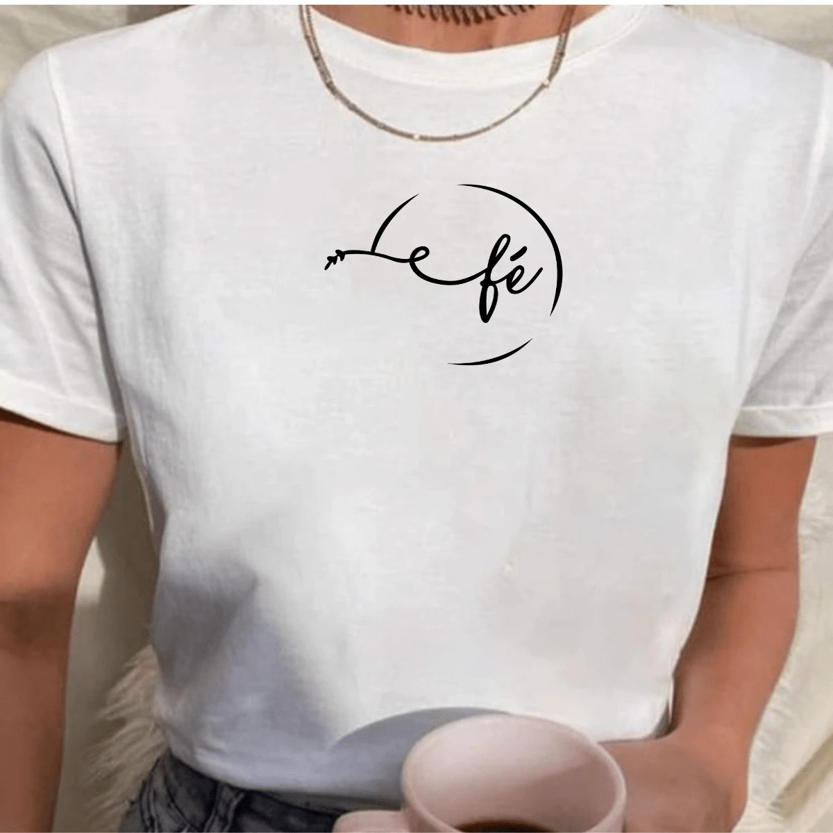 Women's T-Shirt FÉ Baby Look 100% Cotton Yarn 30.1 Combed Unisex - White - View 1