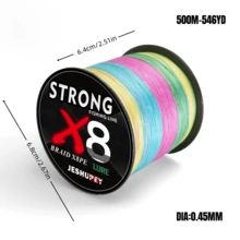 1 件 JESHUPEY 8 股编织鱼线，高强度 15-112 磅，适用于海钓、淡水钓、冰钓、紧密编织的鲤鱼鱼线
