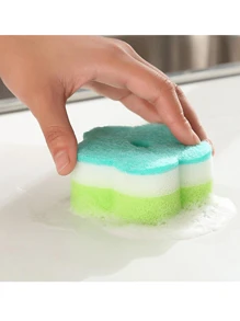 5/3pcs Flower-Shaped Dish Washing Sponges, Scrubbing Pads, Colorful Sponge Brushes For Dishes, Cookware, Glassware, Kitchen Cleaning Tools