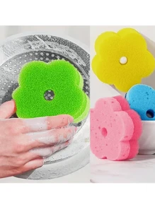 5/3pcs Flower-Shaped Dish Washing Sponges, Scrubbing Pads, Colorful Sponge Brushes For Dishes, Cookware, Glassware, Kitchen Cleaning Tools