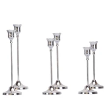 6pcs/3pcs Conical Metal Candle Holders Set, Electroplated Silver/Copper Tone In Multiple Colors, Suitable For Home, Restaurant, Holiday Party, Wedding, Does Not Include Candles - Silver - View 3