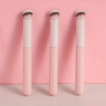 1 Professional Makeup Brush Mini Beveled Flat Top For Concealing, Blending And Setting - Perfect For Nose Contours And Under-Eye Details - Soft Synthetic Bristles, Fragrance-Free, Suitable For All Skin Types