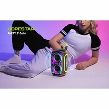 HOPESTAR Bocina para fiestas de 30 W - Altavoz portátil inalámbrico con sonido Hi-Fi potente, luces RGB, resistencia al agua IPX5, batería recargable de 4000 mAh - Altavoz compacto para viajes en casa y al aire libre - Negro - Ver 6