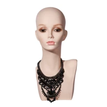 2PCS Wholesale Realistic Female Mannequin Head Long Neck Manikin PVC Head Bust Wig Model Head Stand With Makeup Wigs,Hats,Sunglasses,Necklace,Jewelry - màu nâu - Xem 8