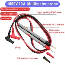 L.A.OL.A.U 1 件万用表探头，万用表测试线，耐高温防冻防滑 PVC 材质，工业风格，三笔型，超细针，电气测试功能电工电表笔，适用于工业/电气/电子维修