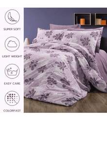 Duvet Set | Flat Sheet Included As A Gift | Single Size 150*200 Cm (1 Duvet Cover – 1 Pc + 1 Pillowcase – 1 Pc) Or Double Size 200*200 Cm (1 Duvet Cover – 1 Pc + 2 Pillowcases – 2 Pcs) | Soft & Breathable For All Seasons - Pink - View 3