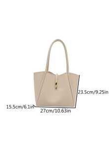 New Fashionable Solid Color Luxury Elegant Versatile Women Shoulder Tote Bag, White Bag - White - View 5