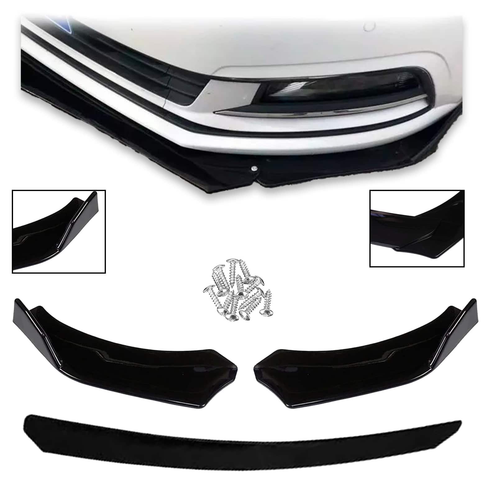 Vmingo Lip Splitter Delantero Universal Plástico Delantero Auto Deportivo Tuning - Arco Negro Piano - Ver 1