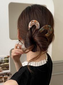 5pcs/3pcs/1pc U-Shaped Hair Clip, Elegant Chinese Style Bun Maker, Hair Accessory - Multicolor - View 2