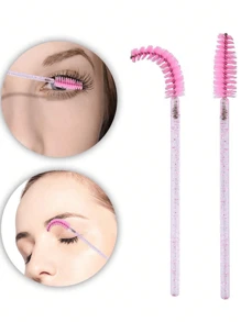 100/50/10 Sets Mascara Bürsten, Augen-Kajal-Stäbchen, biegbare Einweg-Augenbrauenbürsten, speziell für Wimpernverlängerung geeignete Bürsten, Augenbrauenbürsten, Rizinusöl-Bürsten (Kristallpulver)