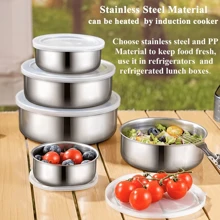 5pcs/Set Stainless Steel Mixing Bowls With Lids, Nesting Bowls For Kitchen Baking, Serving, Sealing, Heavy Duty And Dishwasher Friendly, Kitchen Utensils & Accessories