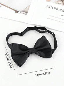 1 Stück Unifarben Business-Fliege mit verstellbarem Clip-Kragen-Accessoire für Hochzeitspartys oder Trauzeugen. ABSCHLUSSFEIER-SAISON, BÜHNENAUFFÜHRUNG, SCHWARZE SATINFLIEGE (GROSSE GRÖSSE 12*6,5CM)