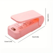 1pc Mini Handheld Food Sealer - Compact ABS Plastic Bag Sealer, Keeps Food Fresh, Easy-To-Use Kitchen Tool, White/Pink, Battery Powered (AA Batteries Not Included), Mini Sealer - Multicolor - View 7
