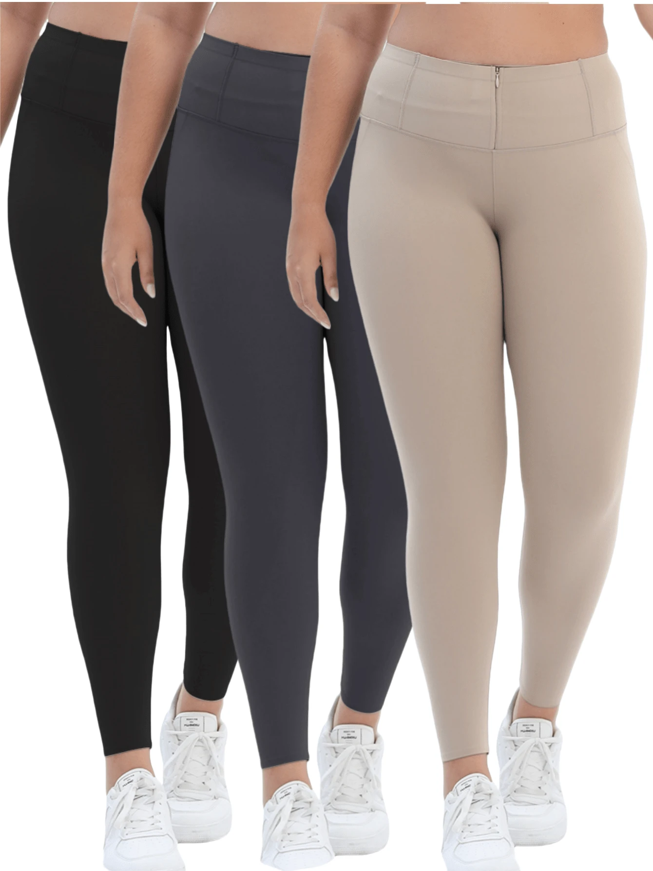 3 Pcs Plus Size High Waisted Leggings For Women ,  Butt Lifting Tummy Control Workout Running 4 Way Stretch Cargo Sports Pants,Suitable For Yoga, Sports And Casual Wear - 3Pcs 3colors - View 1