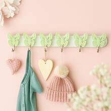 Perchero de 6 Mariposas, Encanto y Organización en Colores Pastel, Ideal para Organizar Ropa y Accesorios en Habitaciones. - Verde - Ver 1