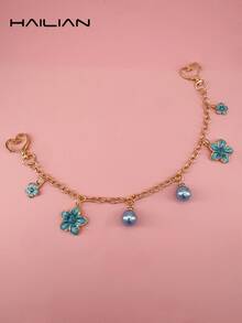 HAILIAN 这款包包挂饰或链条以美丽的樱花为主题，采用圆形珍珠和可爱的樱花图案制成。它可以用来装饰包包，作为包包挂饰，或作为生日/节日礼物。 - 藍色 - 查看 7