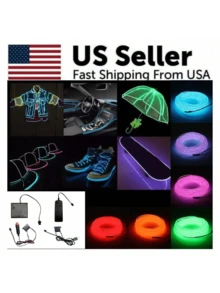 Neon LED LightEL WireStrip Rope Tube Decor Car Party + Controller