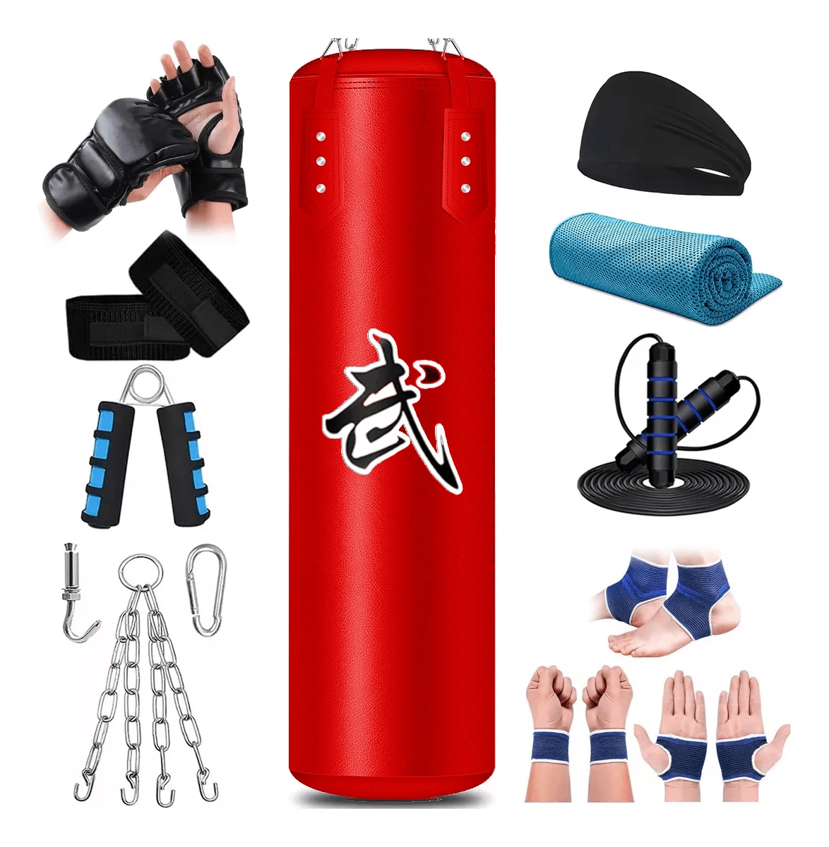 Saco de boxeo profesional Saco de boxeo con guantes de boxeo Colores Negro y Rojo - Rojo - Ver 1