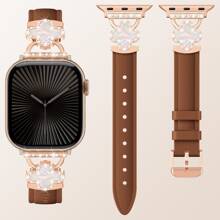 Luxuriöser Lederband-Kompatibel mit Apple Watch Band, dünnes Frauen Armband kompatibel mit Bändern Serie 10/9/8/7/6 5/4/3/SE/2. Generation/Ultra/2 46mm 49mm 45mm 44mm 42mm 40mm 41mm 38mm Armband Smartwatch Zubehör