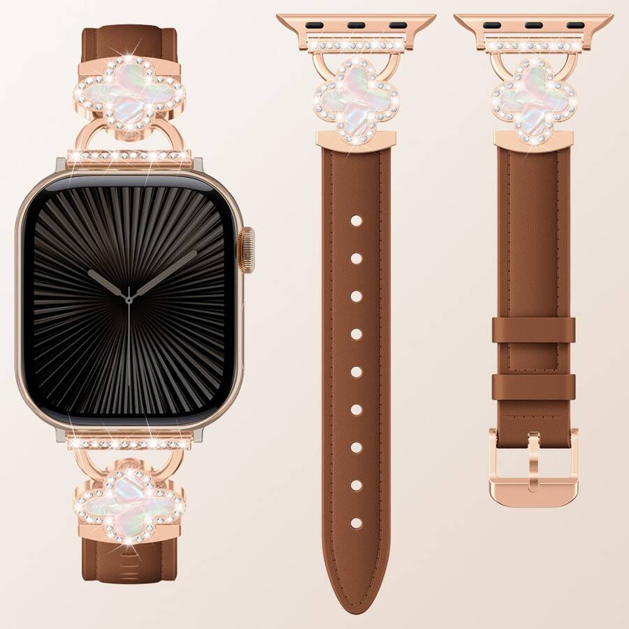 Luxuriöser Lederband-Kompatibel mit Apple Watch Band, dünnes Frauen Armband kompatibel mit Bändern Serie 10/9/8/7/6 5/4/3/SE/2. Generation/Ultra/2 46mm 49mm 45mm 44mm 42mm 40mm 41mm 38mm Armband Smartwatch Zubehör